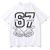 Funny 67 Hand Meme Number Print Men Women Short Sleeve Tee Shirt Fashion T-Shirts Round Neck Aesthetic Tops Hot Sale Streetwear