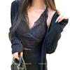 #Summer New Pure Desire Wind Lace Splicing Bow Sling Vest Slim One-piece with Chest Pad