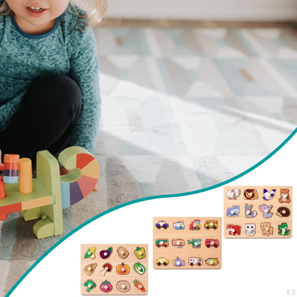 Holz Steckpuzzle Bildung Lernspielzeug Kognitive Farberkennung Form Zuordnungsbrett