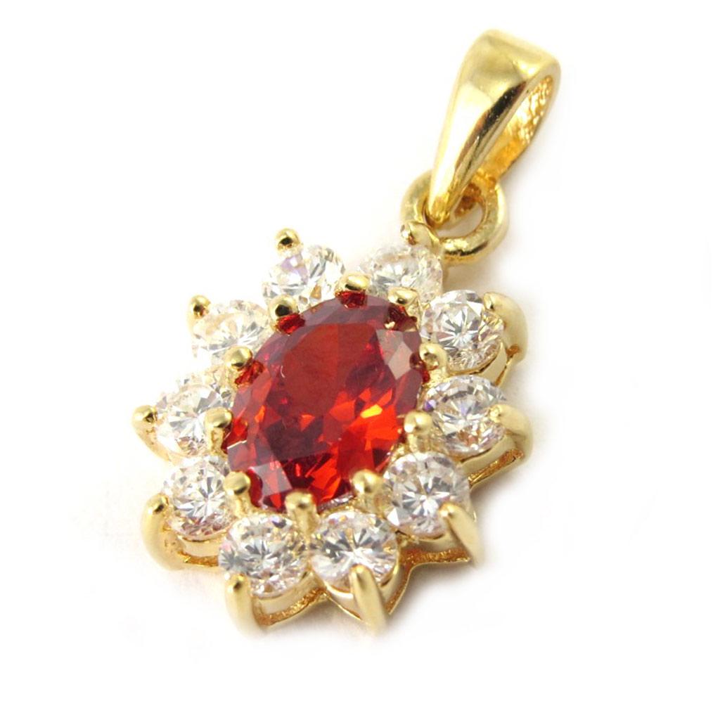 Les Trésors De Lily [M7079] - Prívesok Pozlátený 'Victorina' červený biely zlatý - 12x10 mm