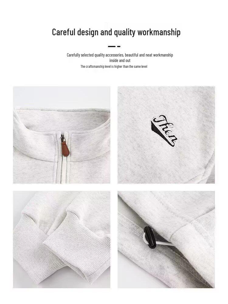 Unisex Heavyweight Embroidered Half-Zip Hoodie: Trendy, Loose Fit, Stand Collar, Long Sleeve, Perfect for Autumn/Winter Sports and Layering.