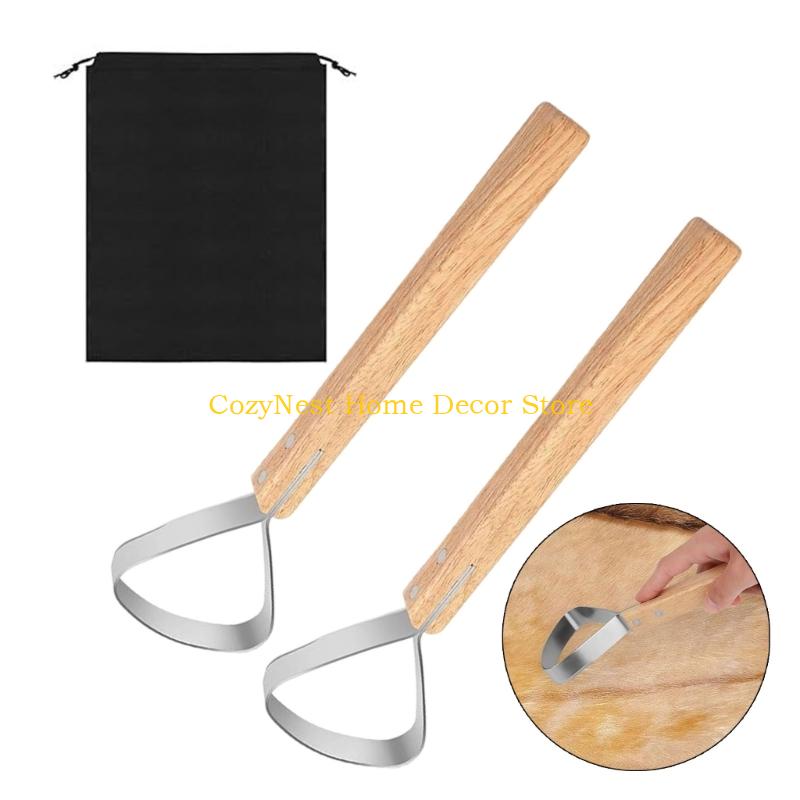 

92MF Leather Fleshing Tool Hide Tanning Leather Making Tool Pelts Scrapers Fleshing Tool with Storage Bag for Craft China Mainland