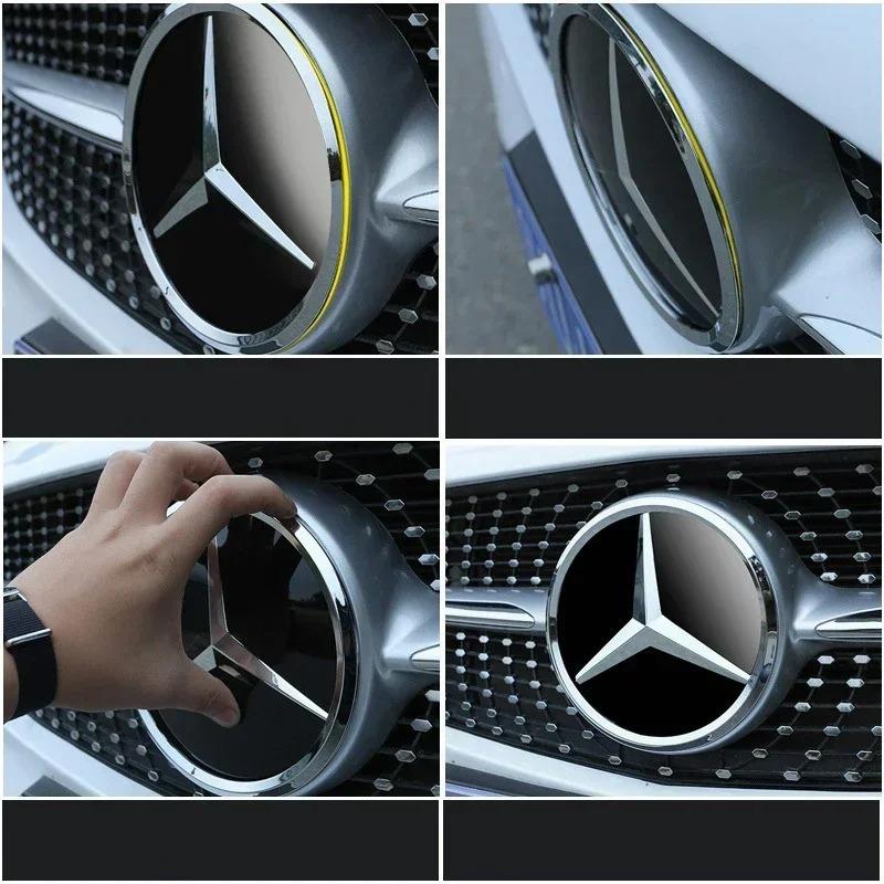 Emblema Logo Stella Nero Cromato 3D per Griglia Anteriore Auto Per Mercedes Benz W205 W212 W207 A B C E SLK GLK CLA CLS Viano GL ML Classe R