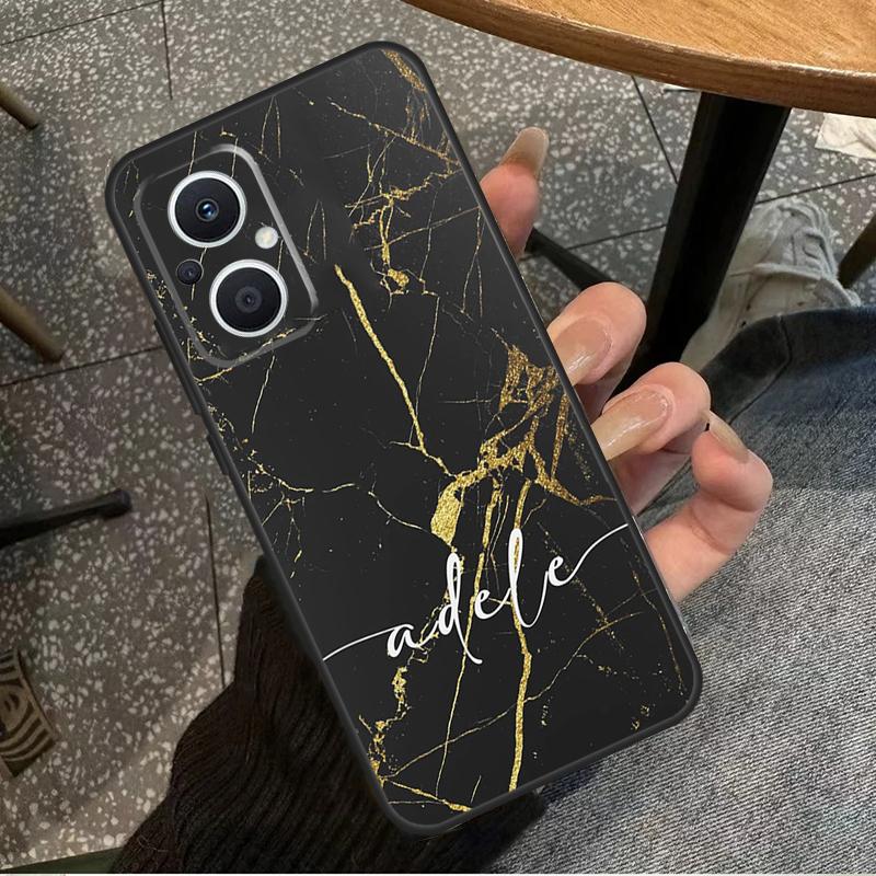 Personalisierte Marmor-Initialen-Name Hülle Für OPPO Reno 8T 2Z 4Z 5Z 10 4 5 6 7 8 Lite OPPO Find X2 X3 Neo X6 Pro X5 Lite Hülle