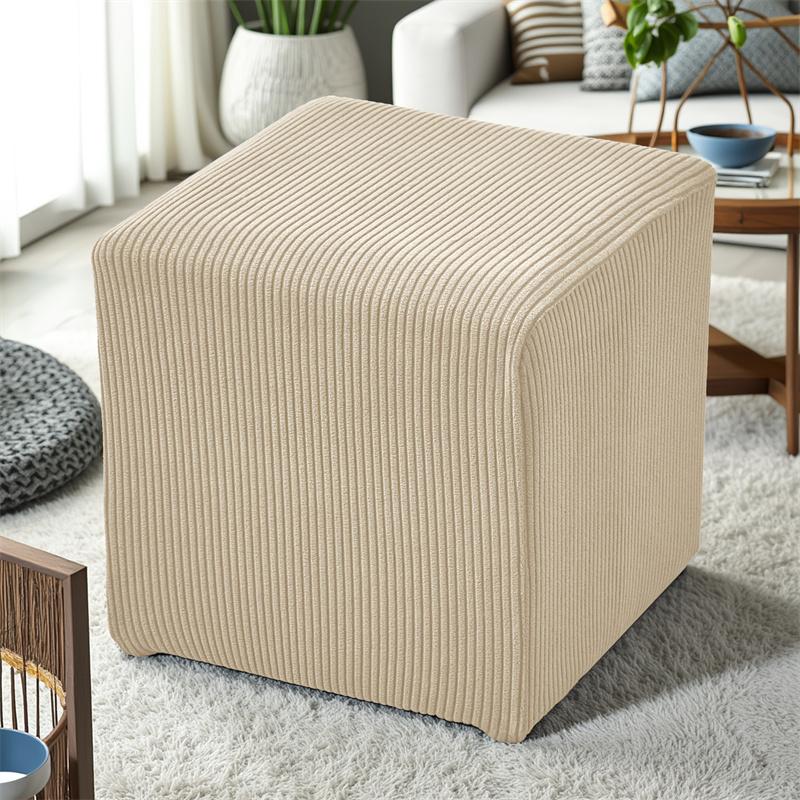 1 Stück Nordischer Quadratischer Hocker-Überzug Einfarbige Rechteckige Fußhocker-Abdeckung Dehnbare Aufbewahrungs-Hocker-Abdeckungen für Wohnzimmer