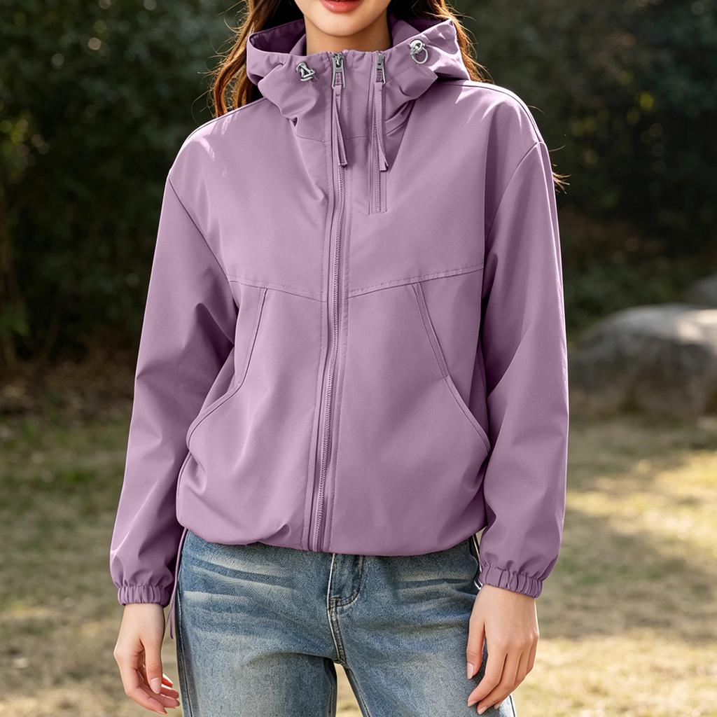 Damen Kurze Outdoor Jacke Leichter Windbreaker Mit Kapuze Baseball Stil Sport Wandern Mantel Sonnenschutz Schicht