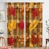 2pcs,2D plane printing Popular Curtains Autumn Leaves Plaid Pattern Versatile 100% Polyester (without rod) Outdoor Decorations
