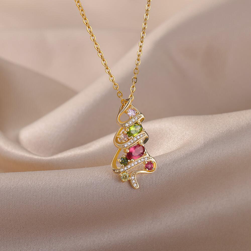 Coloful Christmas Tree Neckalces For Women Stainless Steel Gold Color Tree Pendant Neckalce Party Christmas Jewelry Gift Femme