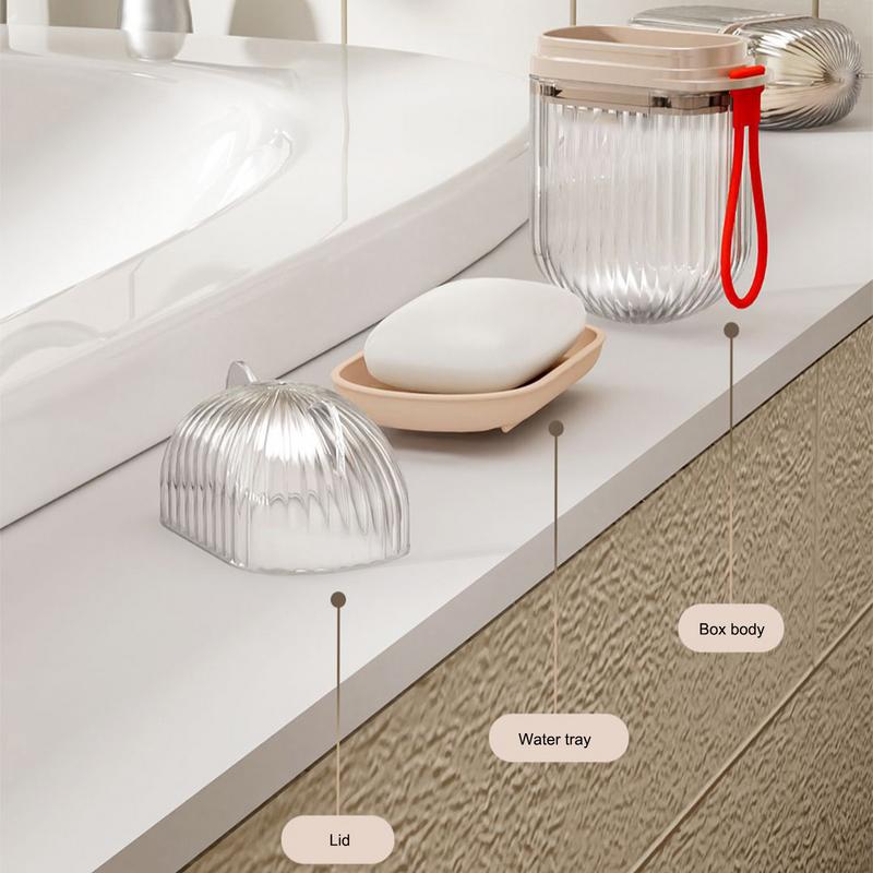 Soap Container With Lid Leak-Proof Soap Holder Soap Saver Holder Portable Soap Box With Draining Layer Soap Holder Travel Case