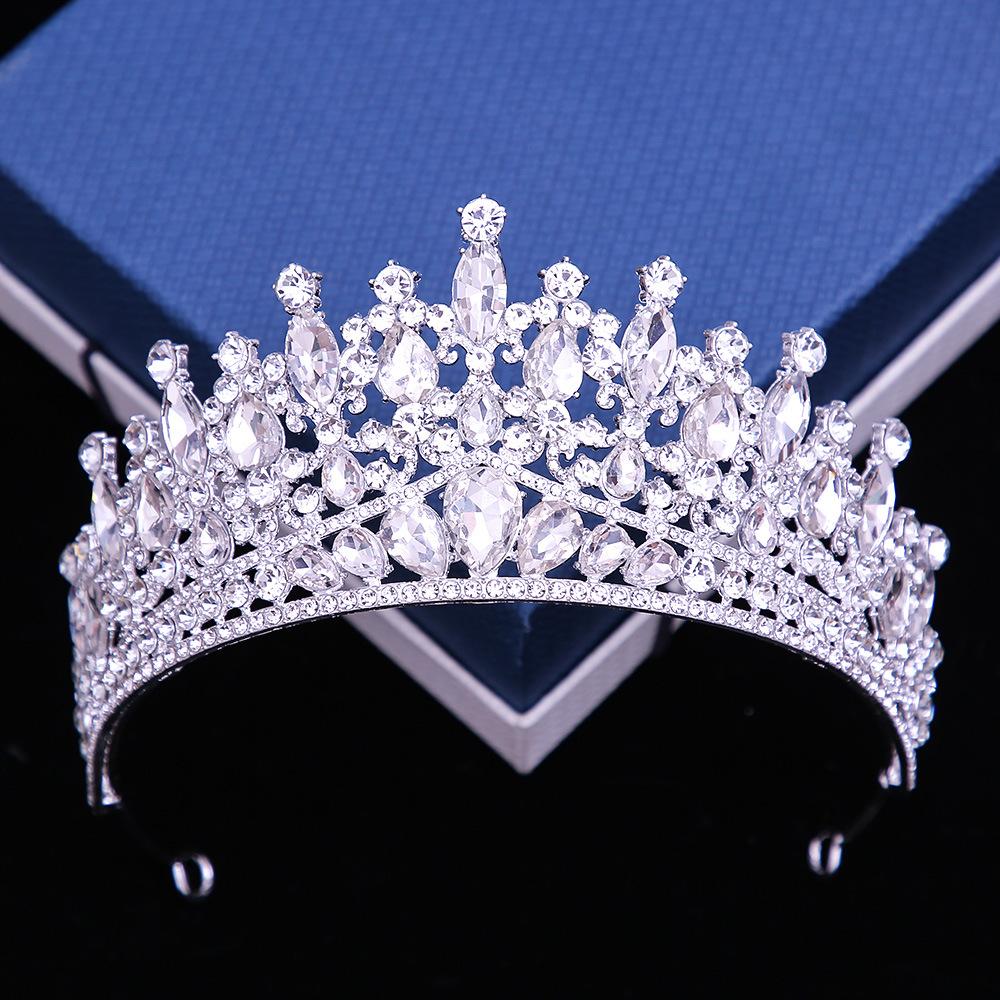 DIEZI 14 Colors Pink Green Blue Opal Crystal Tiara Crown Women Girls Wedding Elegant Luxury Princess Party Hair Dress Jewelry