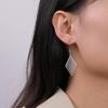 Stainless Steel Geometric Rhombus Drop Earrings for Women Girls Waterproof Minimalist Jewelry Valentine Gift