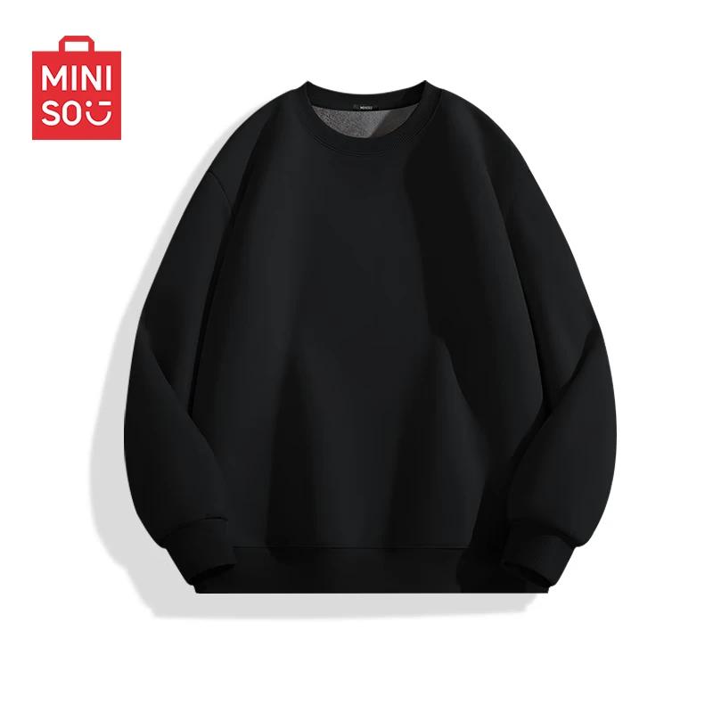 MINISO Men's Fleece-Lined Crewneck Sweatshirt
