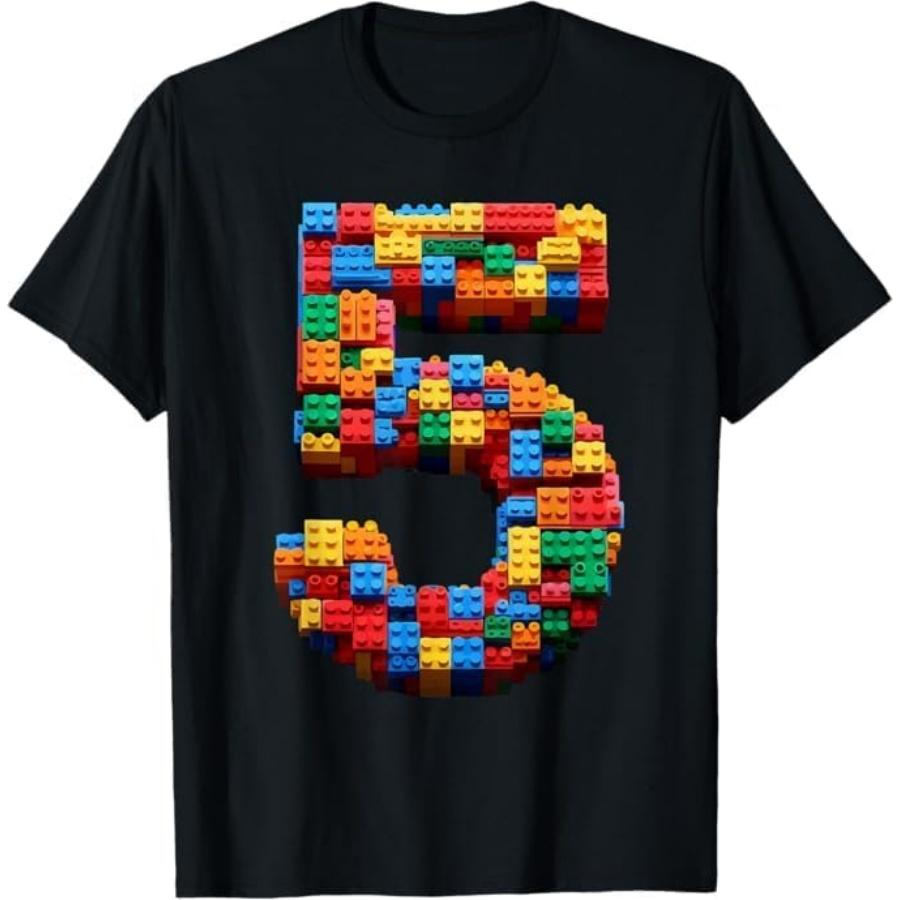 5 Year Old Blocks Building Master Builder 5th Birthday Boy T-Shirt PVH Mens Womens Tank Top Sweatshirt Hoodie Longsleeve 33 Black S