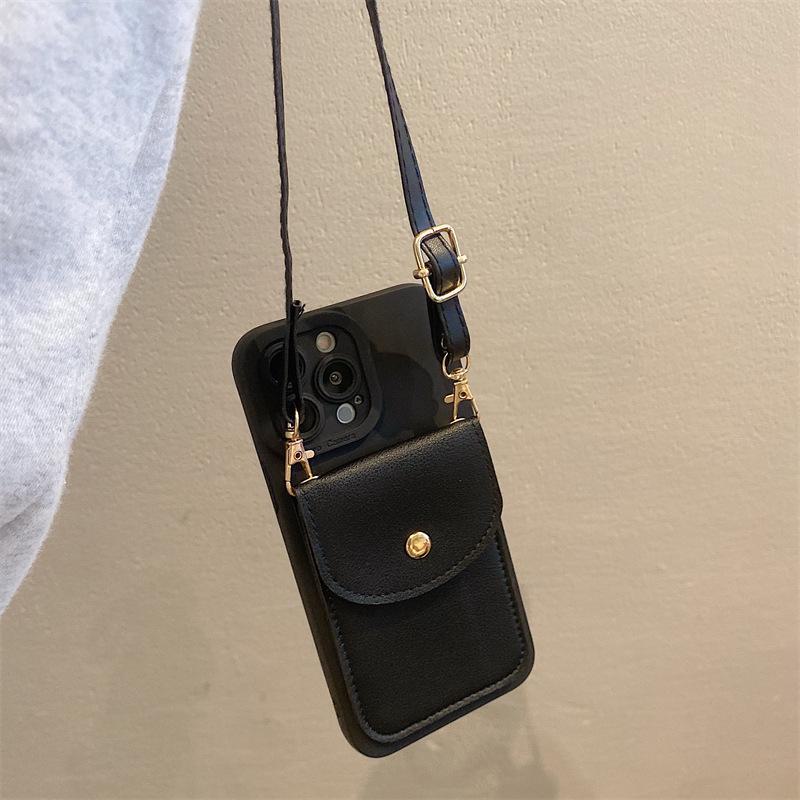 "Anti-Fall Crossbody Lanyard Case with Card Holder for iPhone 13 Pro Max and iPhone 12"
