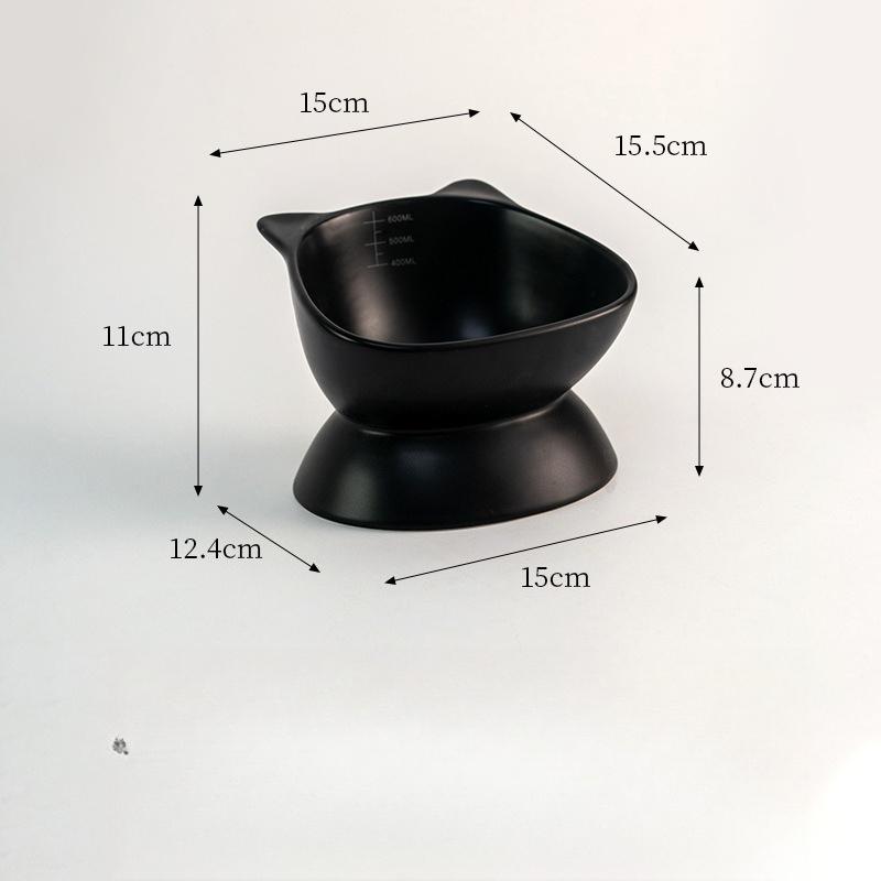 

Cat Face Tall Bowl with Scale Pet Bowl Ceramic Cat Bowl Dog Bowl Anti-knock Water Bowl Neck Protection Food Basin