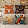 Cute Cartoon Fox Cushion Cover Breathable Organic Short Plush Cushion Covers Machine Washable Wrinkle-Resistant Soft Durable