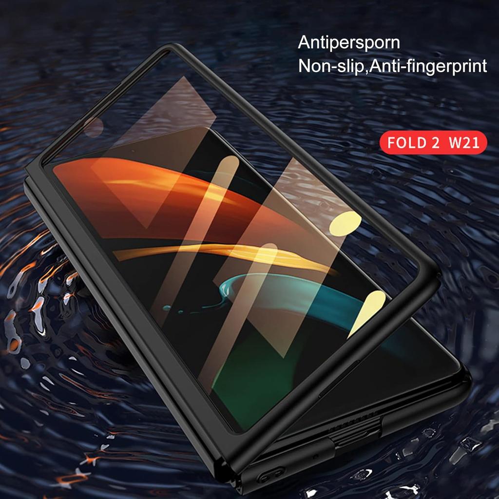Case for Samsung Galaxy Z Fold 2 5G,Case with Glass Tempered Film,Ultra Thin Anti-Knock Combination Film Hard Matte Shockproof Protective Cover Shell