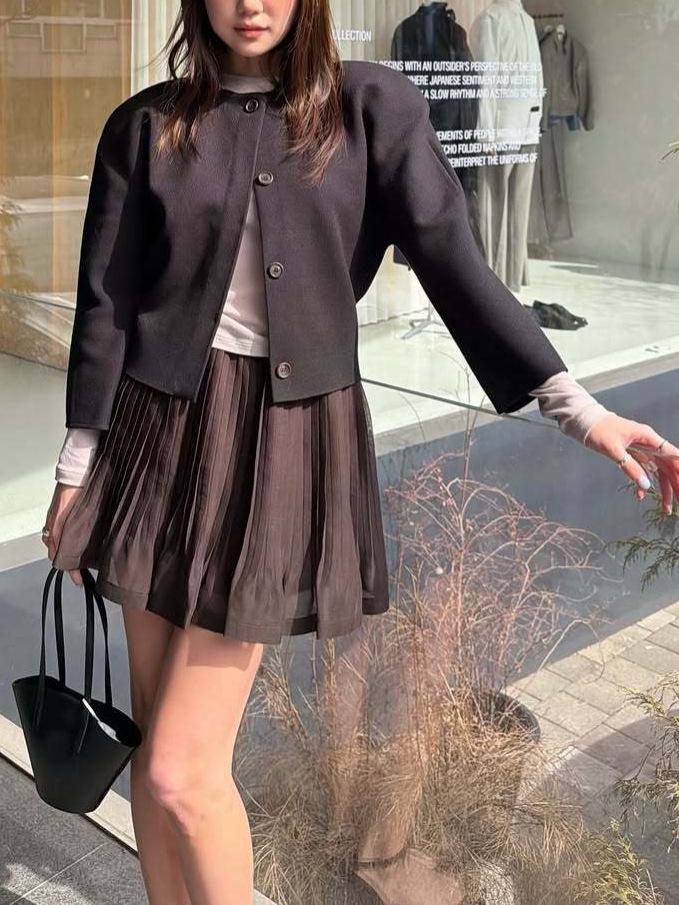 3-Day Korean Spring/Summer Solid Pleated Skirt & Slim-Fit Shirt for Women