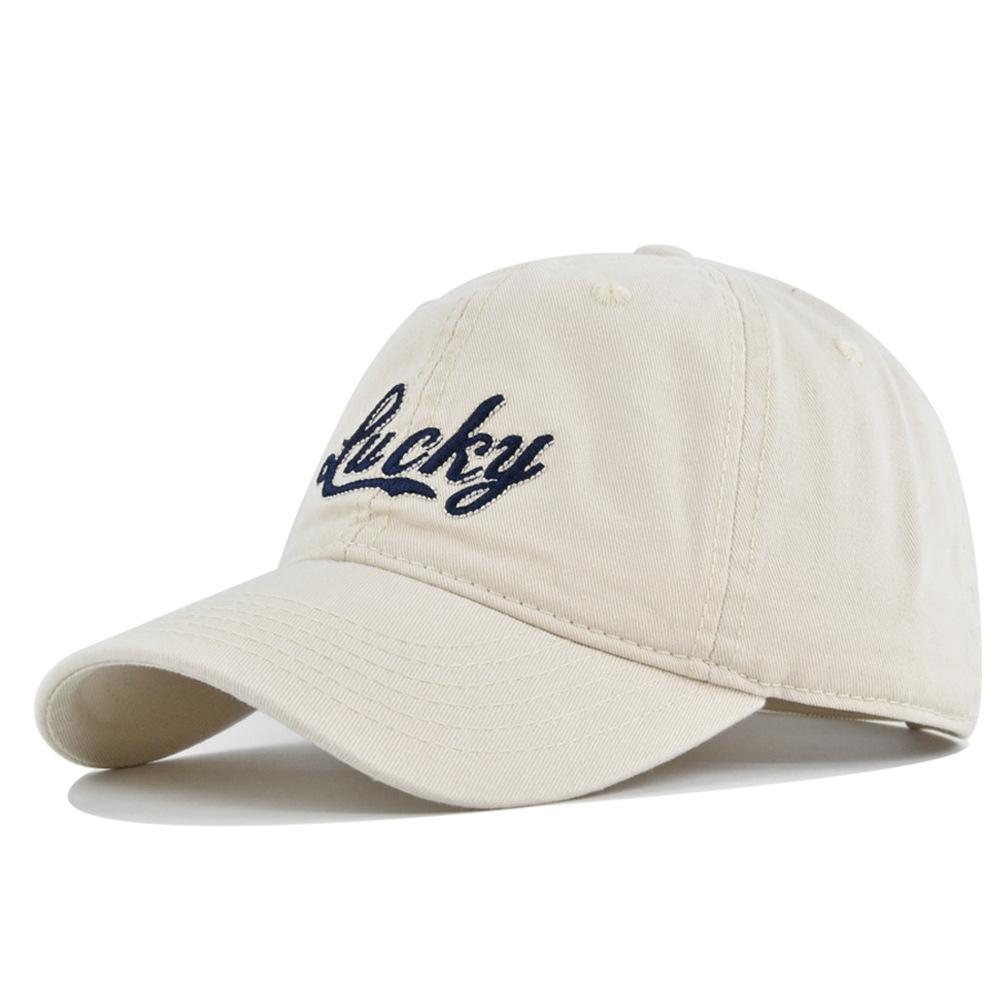 

Baseball Lucky Cap Letter Embroidered Cap Visor Breathable Cotton Material Cap білий