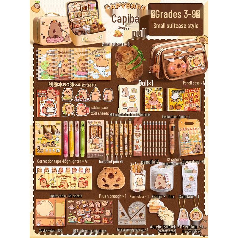 Capybara Stationery Gift Box for First Grade Boys & Girls - School Supplies Set for Back To School