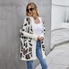 New Spring Women's Oversized Knit Cardigan Coat Leopard Print Sweater