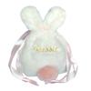 Stork Corp CARAMEL MILK Cosmetic Rabbit Fluffy Drawstring Pouch for Cosmetics and Travel Bag, (White)