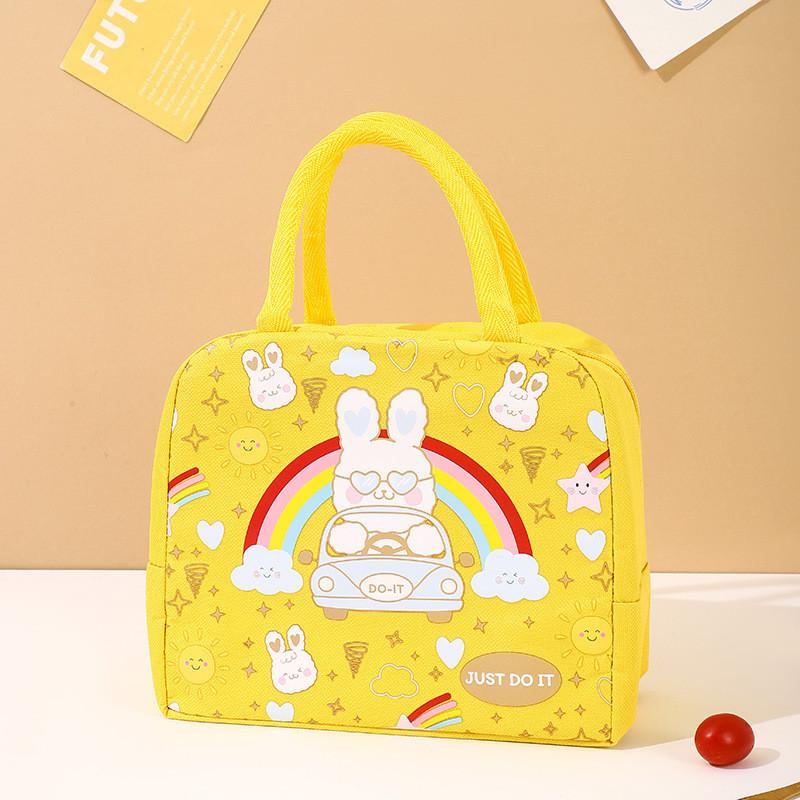 

Style Cartoon Oxford Fabric Lunch Bag With Aluminum Foil Yellow Rabbit Rainbow Yellow Rainbow