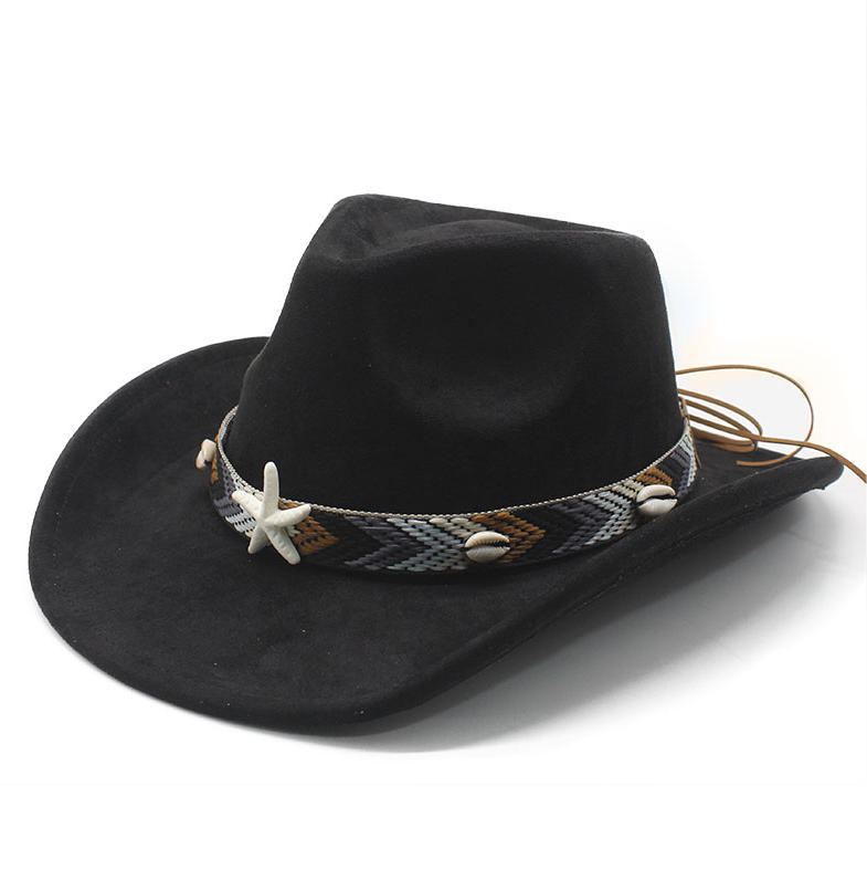 New Beach Resort Suede Top Hat Men's and Women's Couple Hat Western Cowboy Top Hat Jazz Hat for Performance
