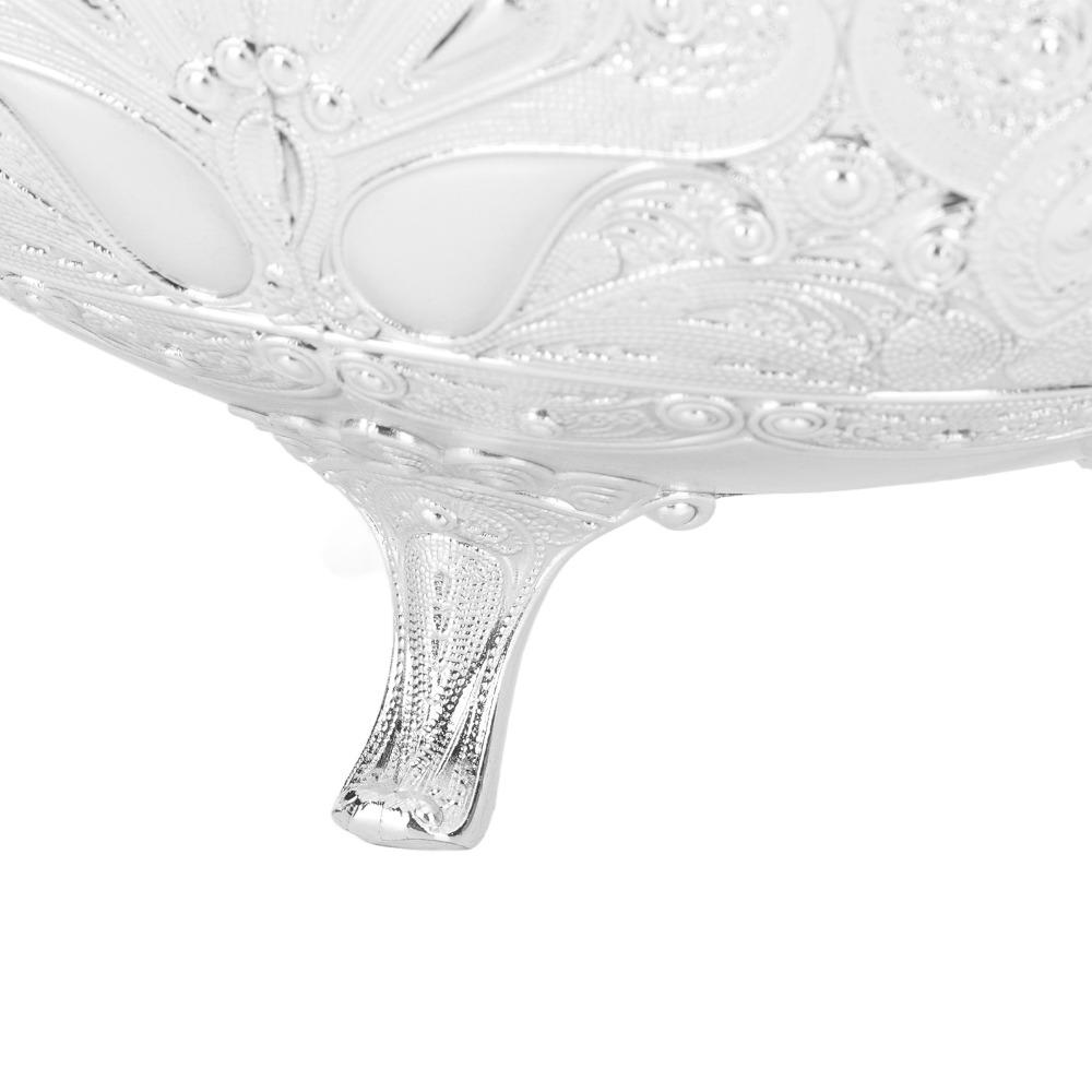 Peacock Alloy Serving Bowl Silver Quadrate Fruit Bowl Kitchen Countertops