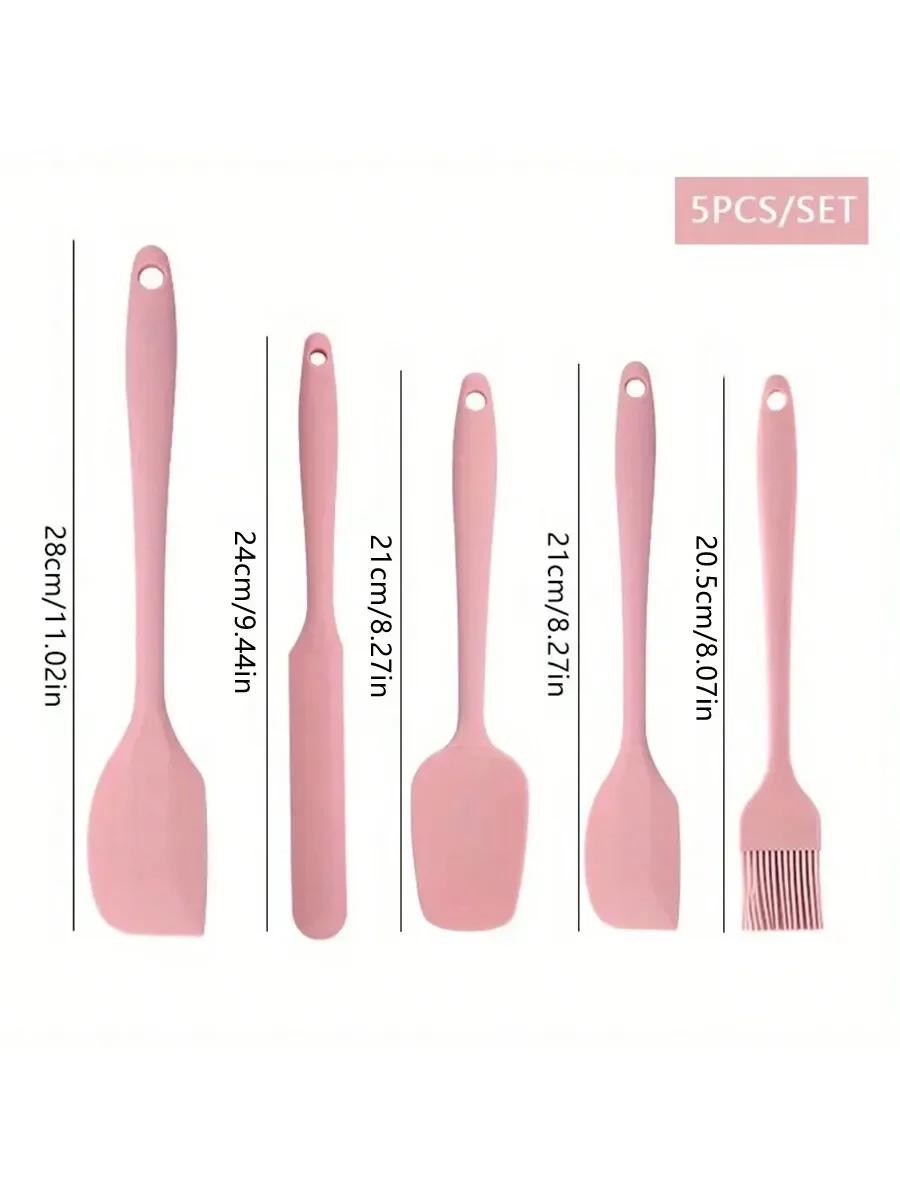 

5/6pcs Silicone Spatula for Baking Cake Cream, Heat-resistant Food Grade Cooking Set, Baking and Mixing Kitchen Utensils