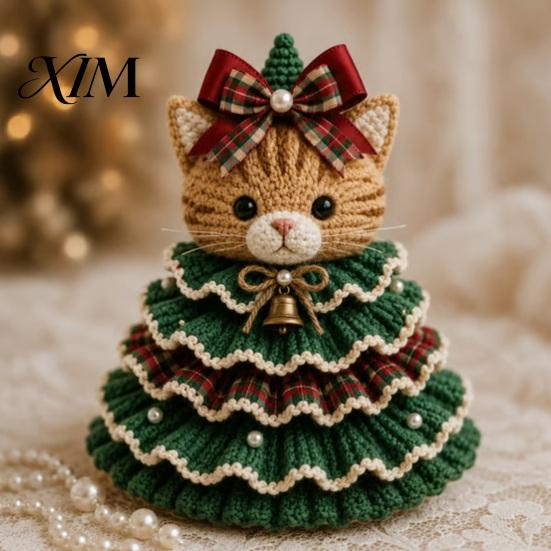Actividad Manual para Aliviar el Estrés Árbol de Navidad Animal Kit de Ganchillo, Proyecto de Patrón Lindo Fácil Vaca de las Tierras Altas DIY Kit de Manualidades Perro Salchicha Gato para Principiantes,