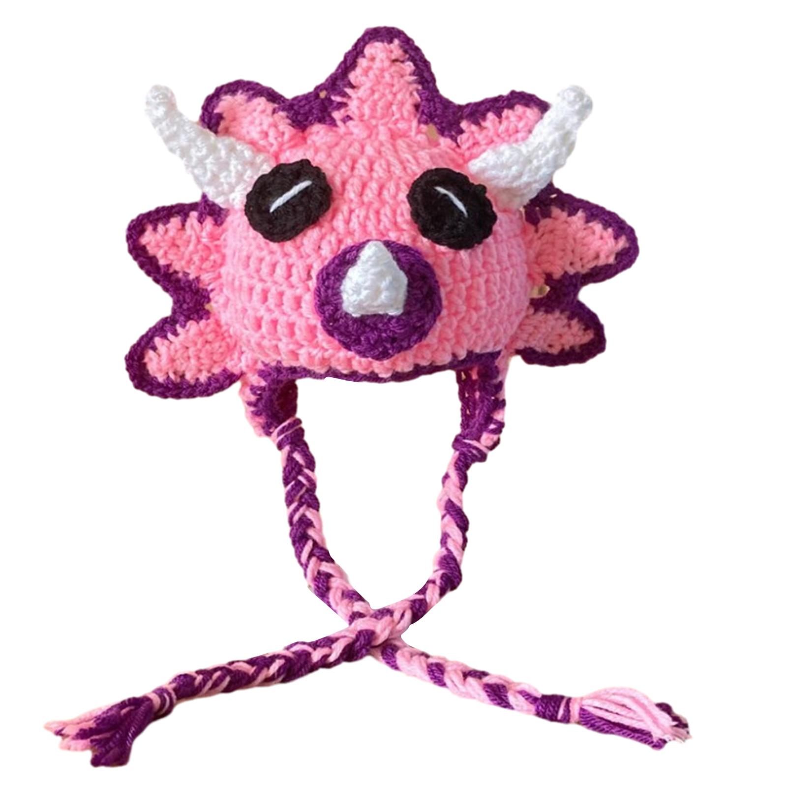 

Забавная шапка-динозавр Свободная детская костюмная шляпа Подарок на Хэллоуин Теплая большая вязаная шапка Свободная шапка Реквизит для фото на Хэллоуин розовый