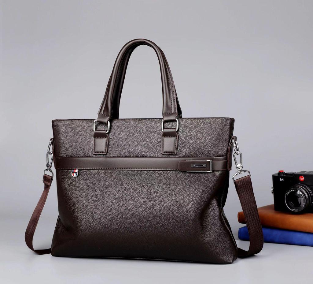 Men's Wear-Resistant Leather Laptop Briefcase - Large Capacity Crossbody/Shoulder Bag