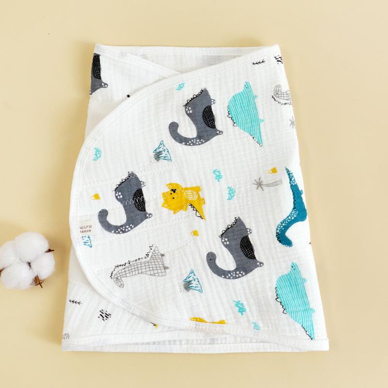 Vierlagige Mull-Baby-Swaddle-Decke mit Cartoon-Motiv - Anti-Schreck-Wickeltuch