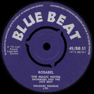 

7inch Record MAGIC NOTES, DRUMBAGO & JAZZ BEAT - Rosabel 45BB51 Blue Beat 1961 UK Reggae, Ska & Dub Used