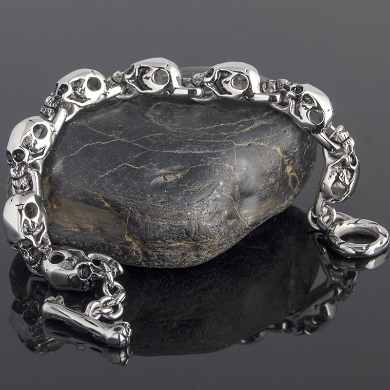 Solid Stainless Steel Men's Bracelets Punk & Hippe's 9MM Skulls Ghost Chain Bracelet Men Masculine Halloween Jewelry Accessories