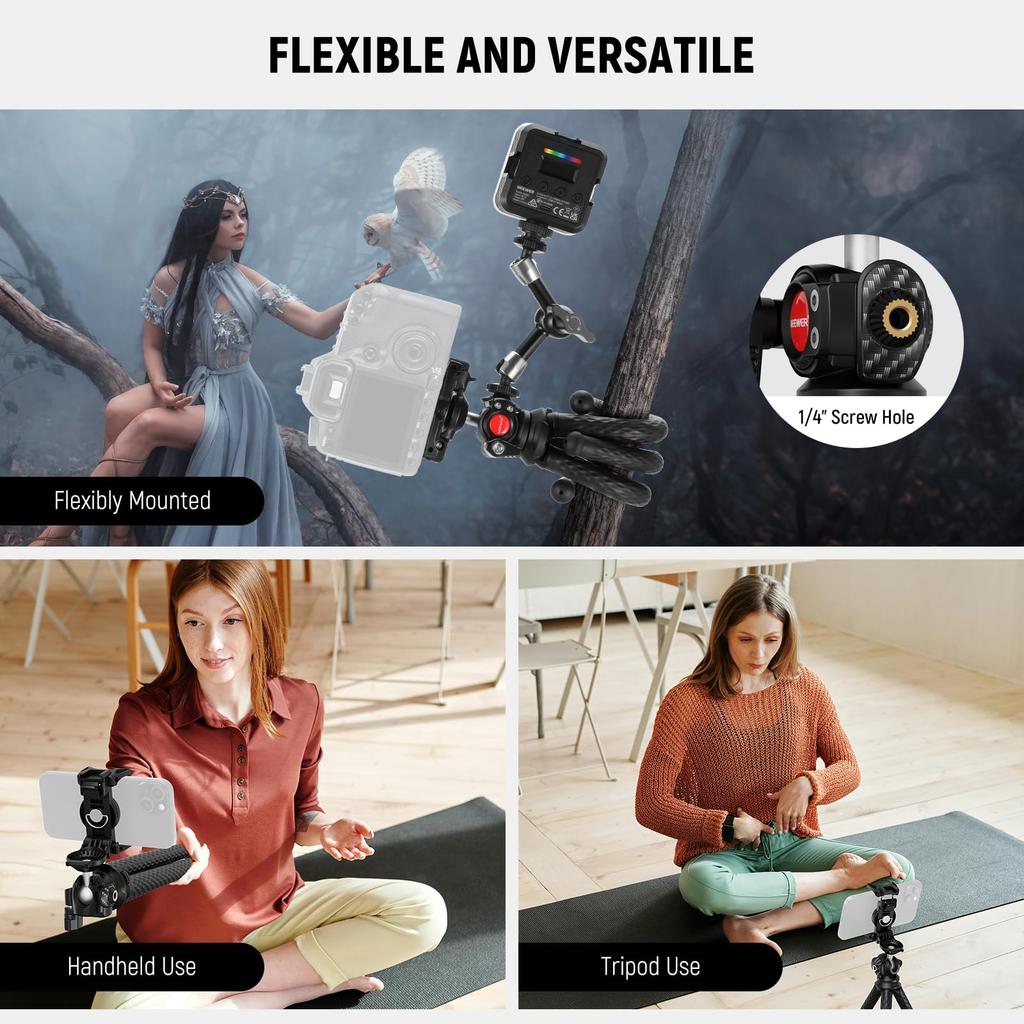 NEEWER TP34 Flexible Mini Tripod with Smartphone and Action Camera Camera Selfie Vlogging Tripod Stand Compatible with and Digital Maximum Load 2kg