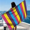 Bright Multicolor Bands Beach Towel Ultra-fine Fiber Quick Drying Absorbent Beach Swimming Vacationvacation Essentials Gifts