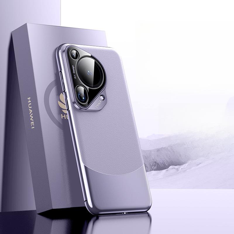 Suitable for Huawei Pura70pro Mobile Phone Case Electroplating P70 Anti-fall Lens All-inclusive Business Men's Seventy High-end Leather Case