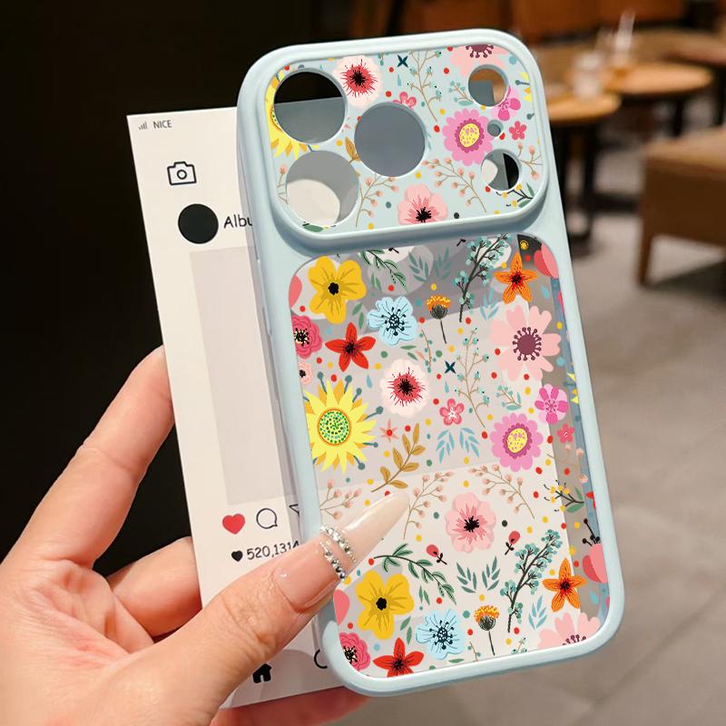Colorful Flower Pattern Case For iPhone 17 Pro Max For iPhone 16 15 14 13 Pro Max Luxury Hybrid TPU+PC Clear Back Hard Cover