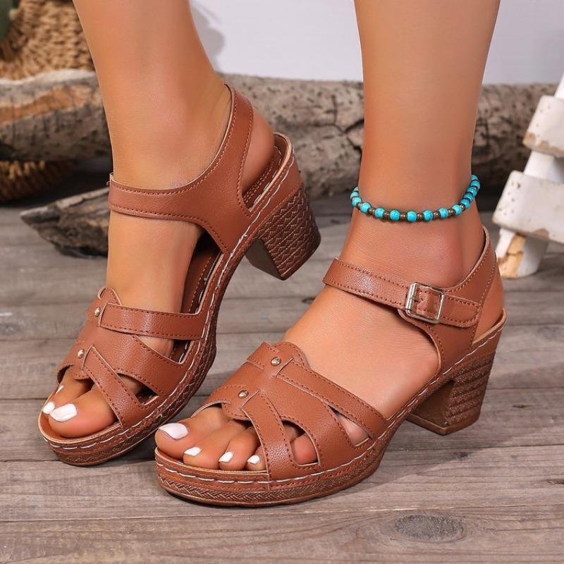 

Обувь больших размеров Обувь на одно плечо Шлепанцы на высоком каблуке Новые шлепанцы на толстой подошве 43 коричневый