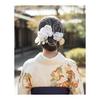Lomeri Hair Accessory for Coming-of-Age Ceremony, Graduation, Weddings, Kimono - Artificial Flowers, Hard Silver, Japanese Beads, Bronze, Mizuhiki,