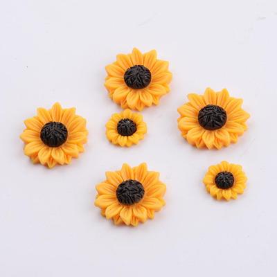 Small Fresh Daisy and Sunflower Resin Hair Accessories for DIY Jewelry - 15/18/25mm