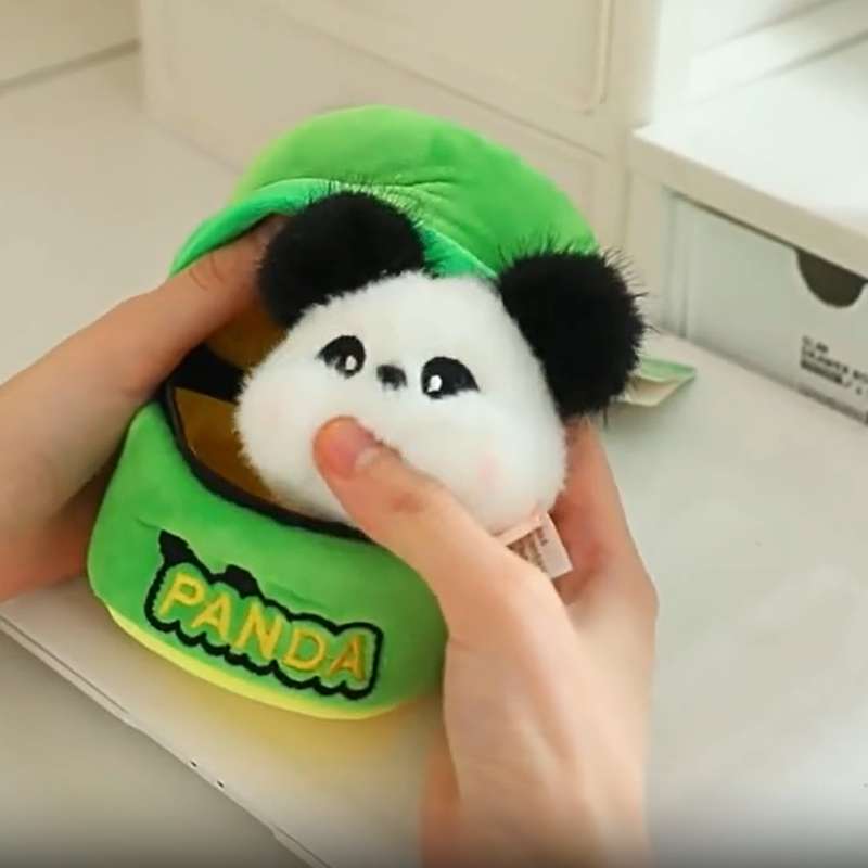 Tube Bamboo Panda Plush Toy Backpack Pendant Keychain Car Decoration Pp Cotton