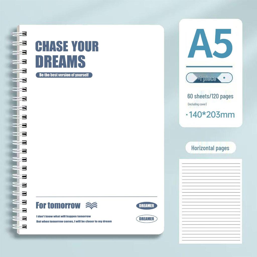 Super Thick Spiral Notebook B5, Lined, High Appearance A5, Perfect for High School Exam Prep.