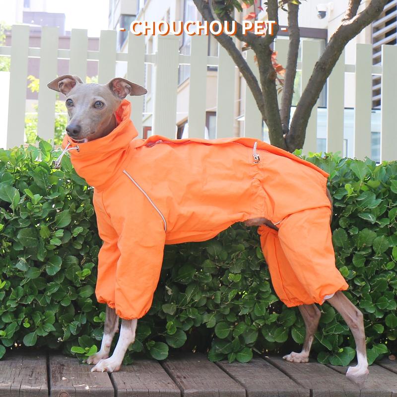 

Dog raincoat Waterproof with adjustable high collar zipper outdoor walking for Belington dogs small Lhasa Apso dogs (Orange,M) помаранчевий