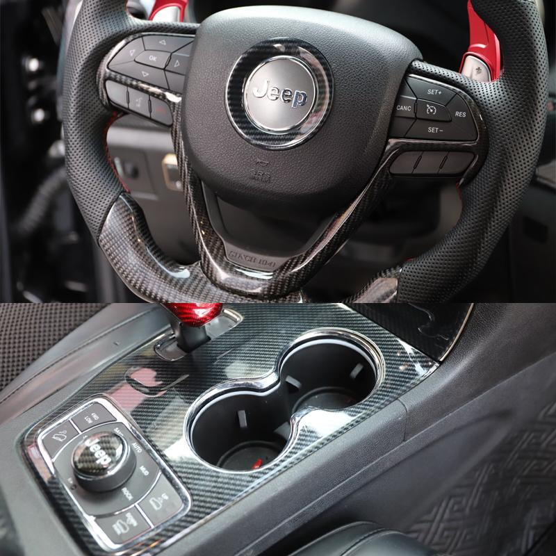 For Jeep Grand Cherokee Car Steering Wheel Dashboard Panel Cover Decoration Sticker Full Sets Interior Modification Accessories
