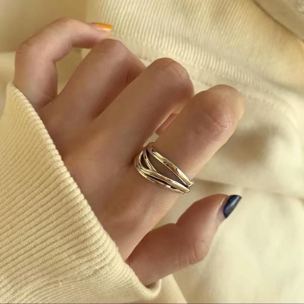 Adjustable Thai Silver Retro Ring: Trendy, Versatile, Hip Hop-Inspired Design for Women
