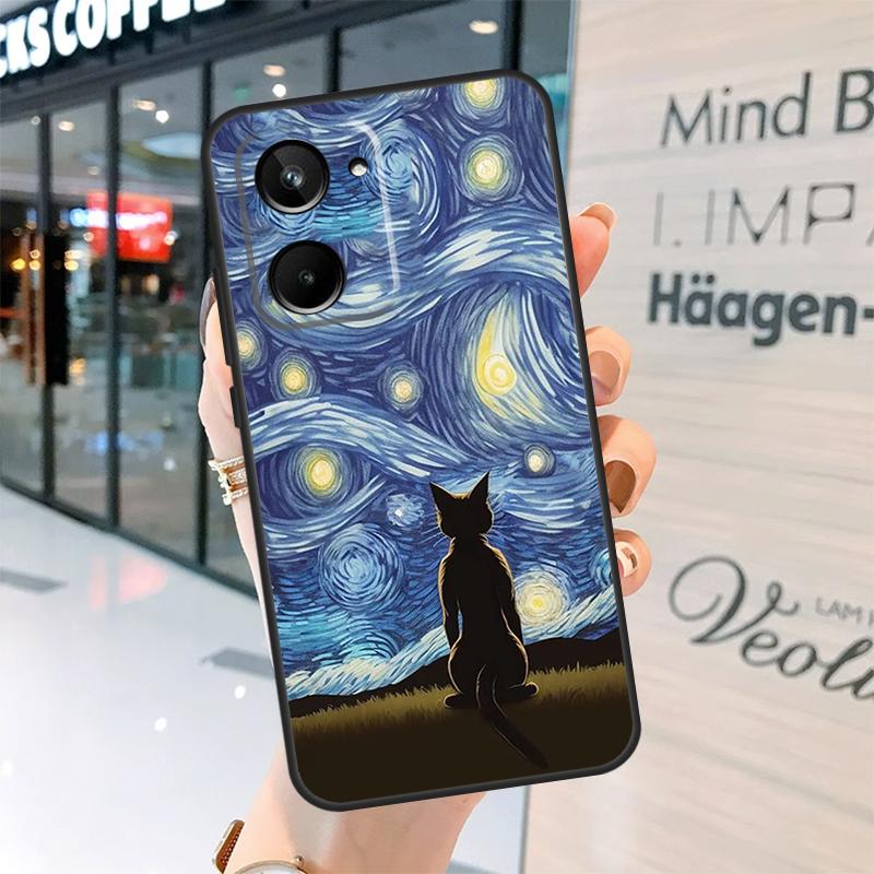 

Чехол с изображением кота и картины Ван Гога «Звездная ночь» для Realme 15 14 13 12 11 Pro Plus GT6 GT7 Pro C55 C51 C35 C53 C61 C65 C67 C63 C71 C75 Realme 15 Pro