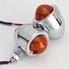 Universal Retro Motorcycle Blinkers Chopper Cafe Racer Motorbike Turn Signal Lights Scooters Metal Indicator 12V Chrome Color